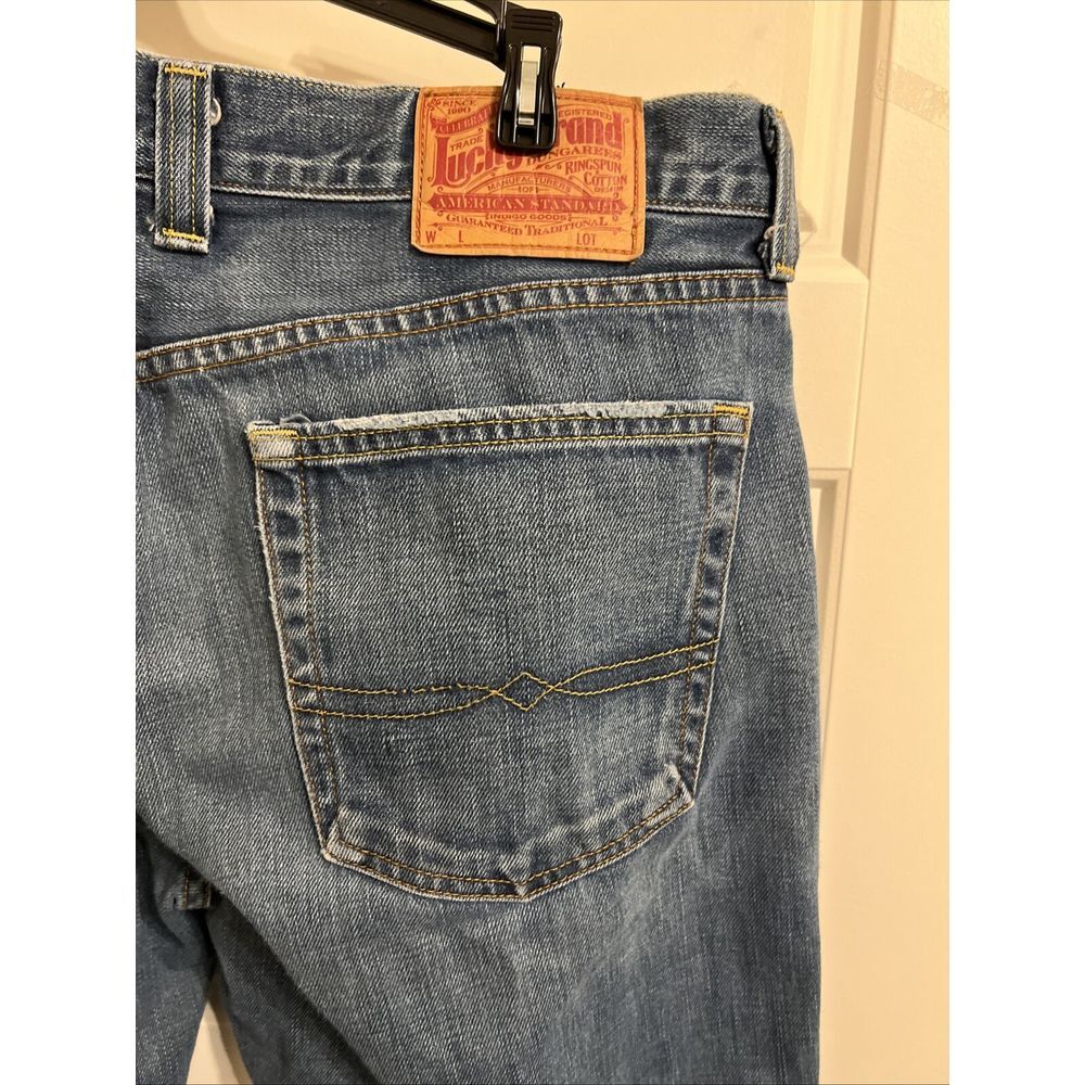 Lucky Brand Men Jeans 36/31 Blue Relaxed Straight‎ Leg Gene Montisano Dungarees - Picture 6 of 11